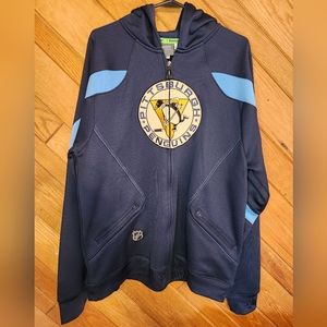 Reebok dark navy blue Pittsburgh Penguins Hockey logo large zip up hoodie